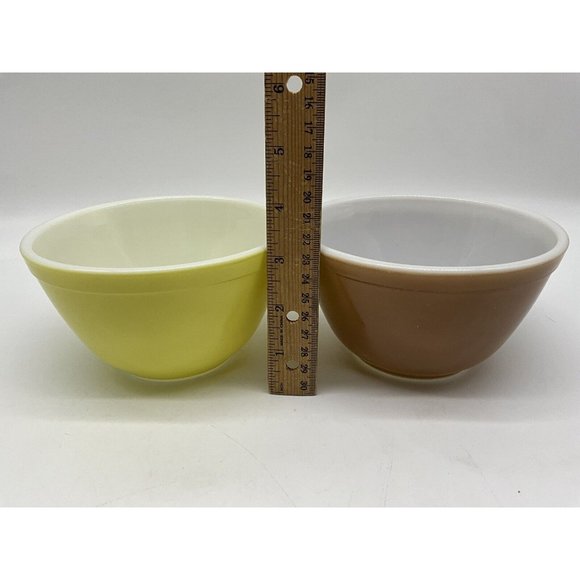 PYREX MCM Nesting Mixing Bowls Harvest 401 B-26 and yellow 401 1.5 QT Vintage - Picture 8 of 16